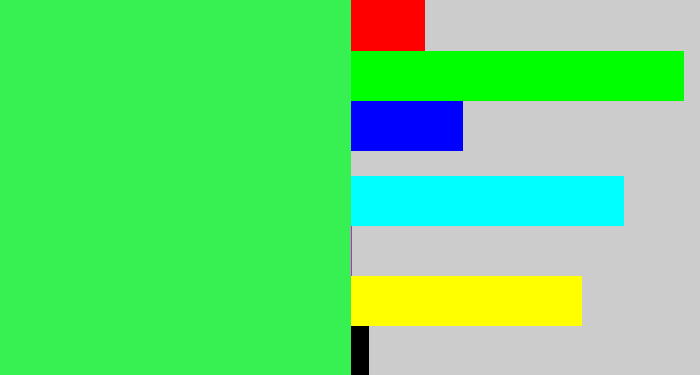 Hex color #36f151 - bright light green