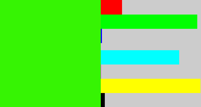 Hex color #36f403 - vivid green