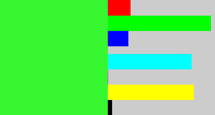 Hex color #36f630 - radioactive green