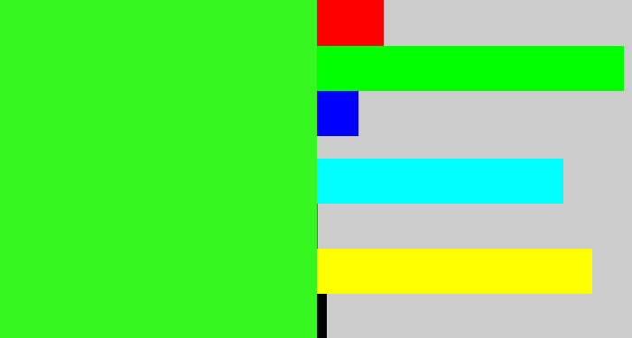 Hex color #36f720 - radioactive green