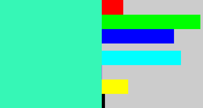 Hex color #36f7b6 - greenish cyan