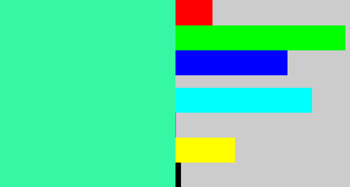 Hex color #36f8a4 - greenish cyan