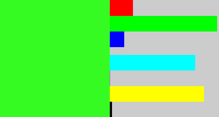 Hex color #36fb22 - radioactive green