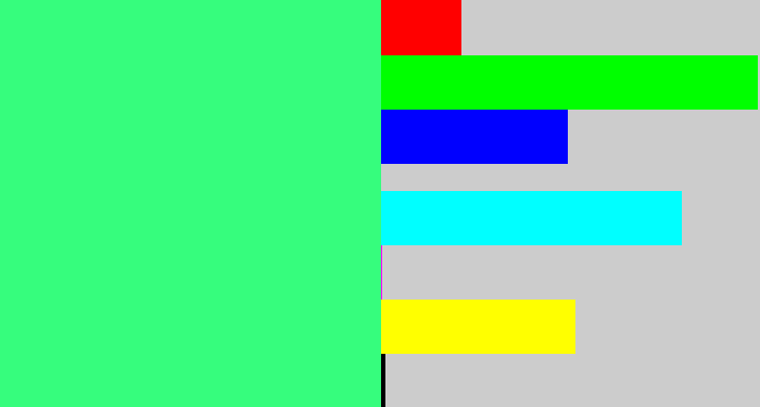 Hex color #36fd7d - wintergreen