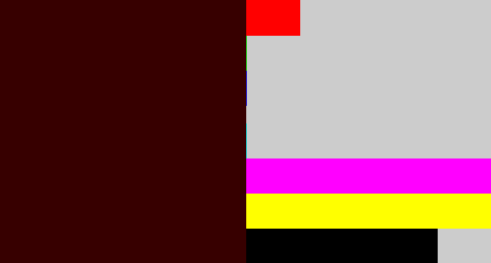 Hex color #370000 - dark maroon