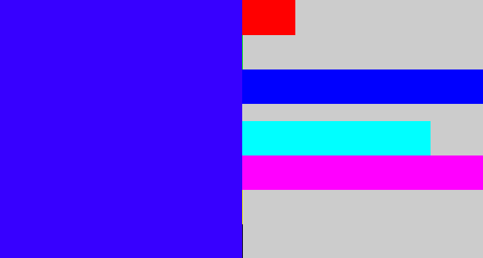 Hex color #3700ff - blue/purple