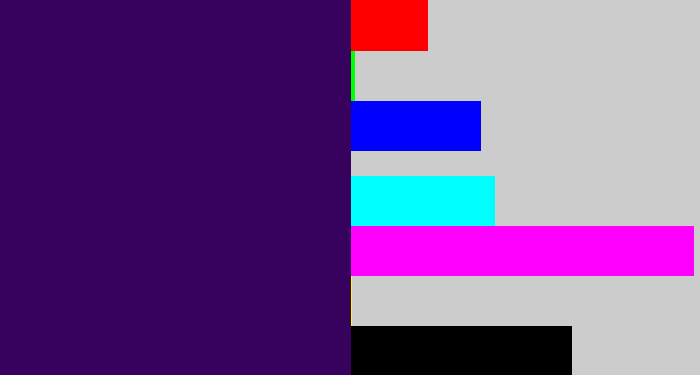 Hex color #37025e - royal purple