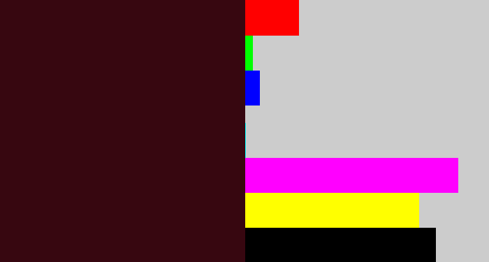 Hex color #370710 - dark maroon