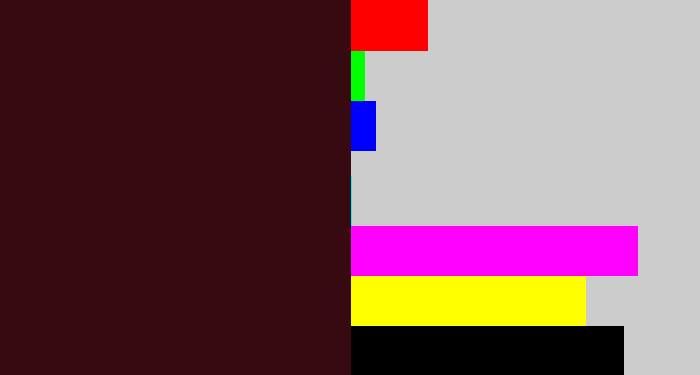 Hex color #370a12 - dark maroon