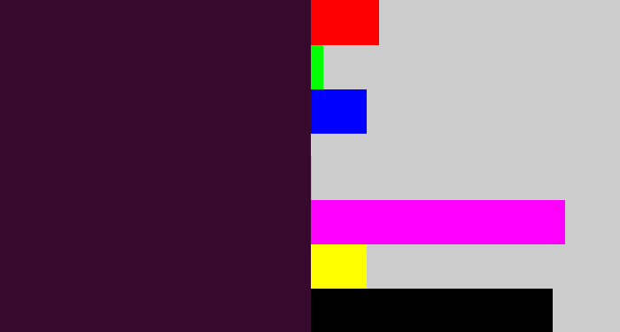 Hex color #370a2d - eggplant