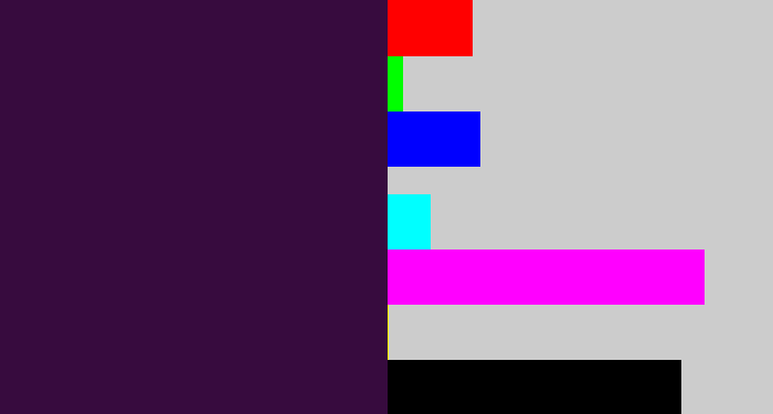 Hex color #370b3e - dark purple