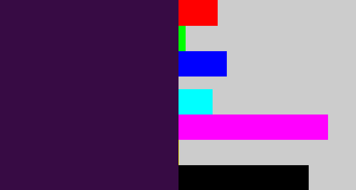 Hex color #370b44 - dark purple