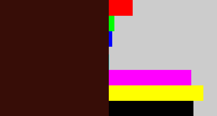 Hex color #370d07 - dark maroon