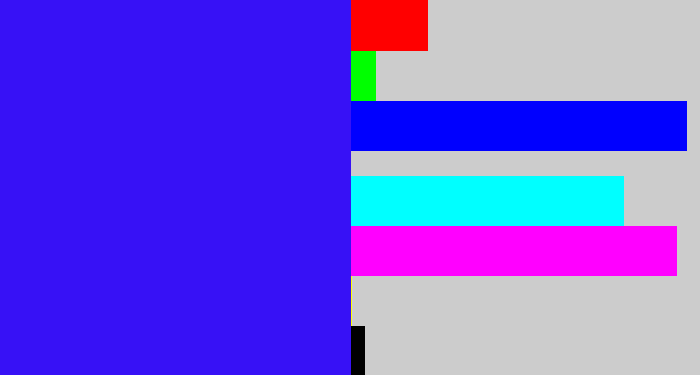 Hex color #3711f6 - light royal blue