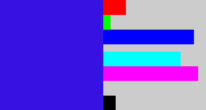 Hex color #3712e0 - ultramarine blue