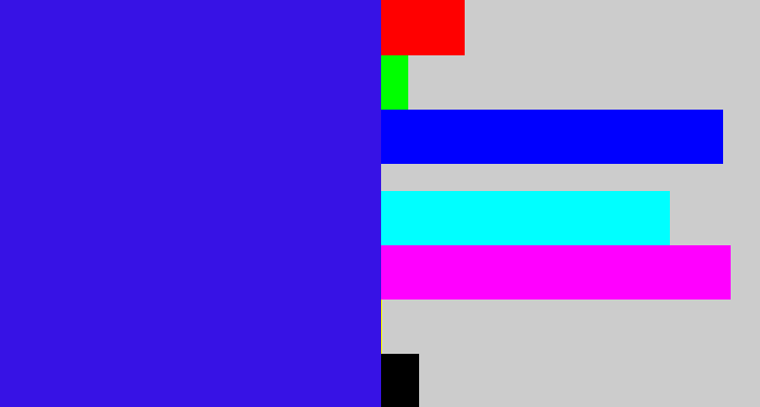 Hex color #3712e5 - ultramarine blue