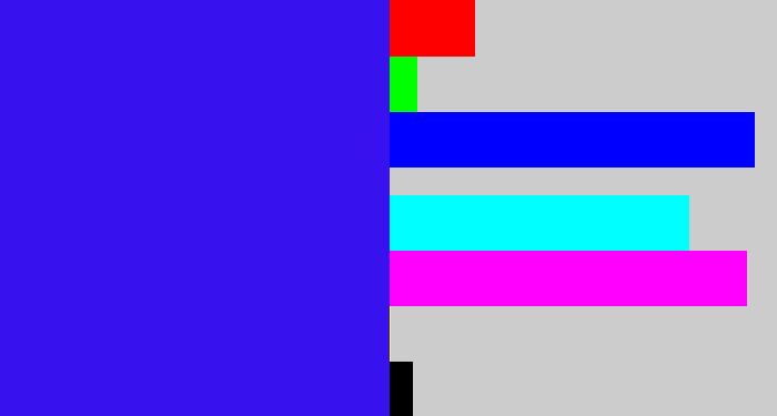 Hex color #3712ef - light royal blue