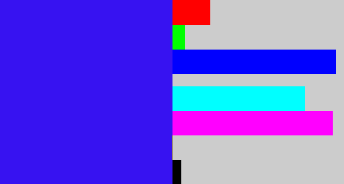 Hex color #3712f1 - light royal blue