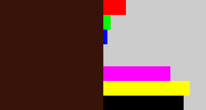 Hex color #371309 - dark brown