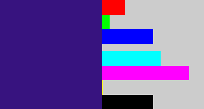 Hex color #37137f - indigo