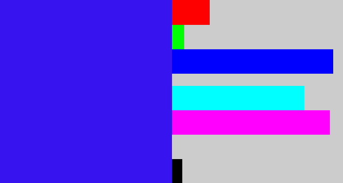 Hex color #3713f0 - light royal blue