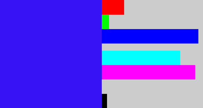 Hex color #3713f3 - light royal blue