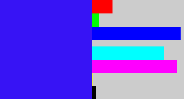Hex color #3713f5 - light royal blue