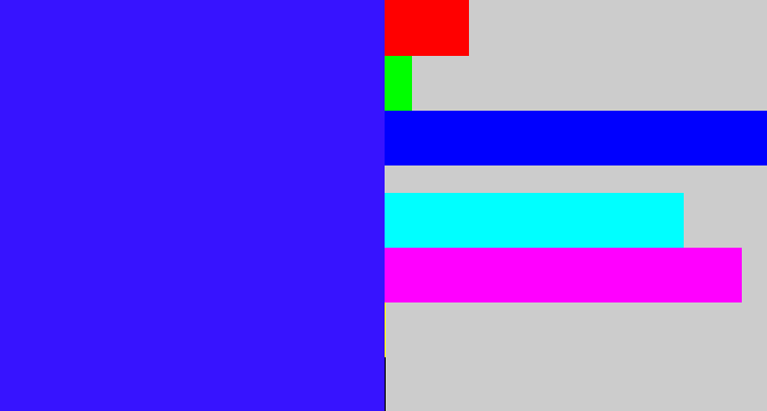 Hex color #3713ff - light royal blue