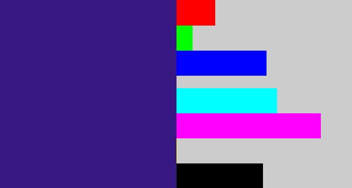 Hex color #371781 - indigo
