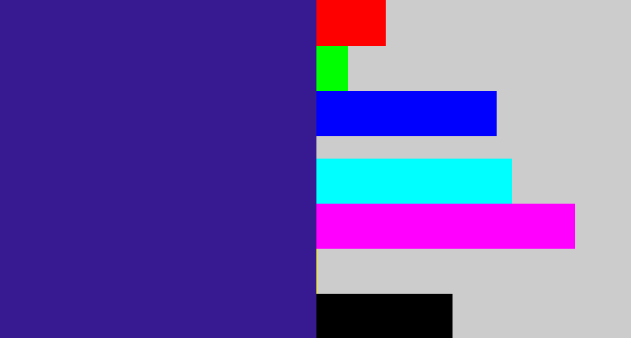 Hex color #371a92 - indigo