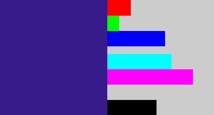 Hex color #371b8a - indigo