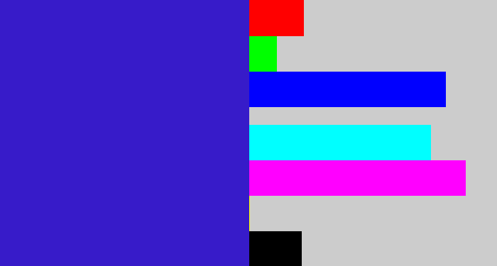 Hex color #371bc9 - indigo blue
