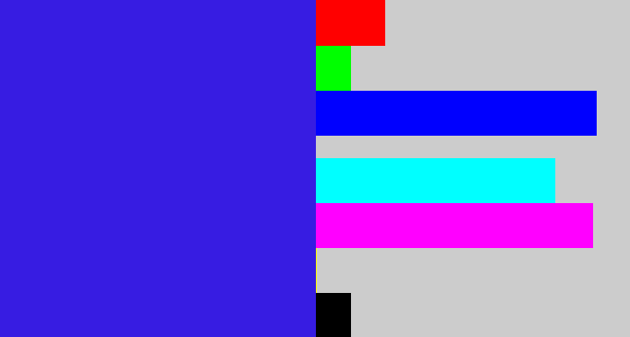 Hex color #371ce2 - light royal blue