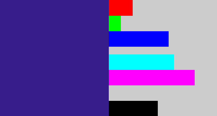 Hex color #371d8b - indigo