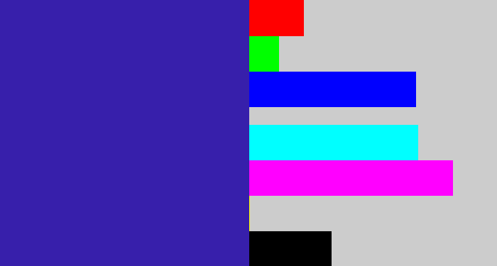 Hex color #371fab - indigo blue