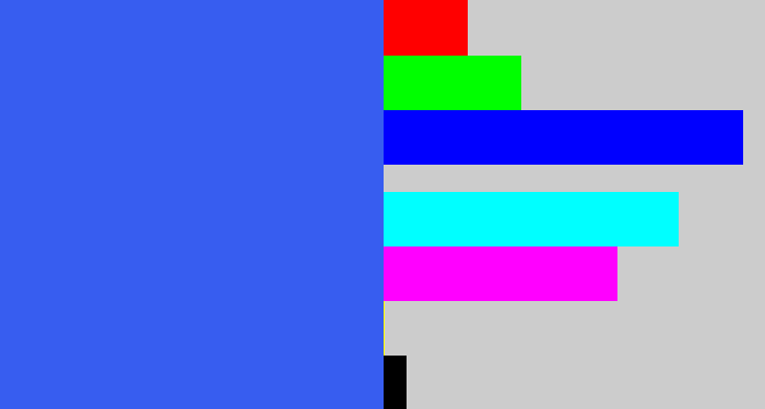 Hex color #375df0 - azul