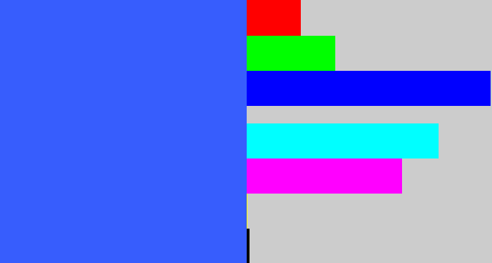 Hex color #375dfd - lightish blue