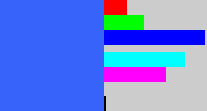 Hex color #3763fa - lightish blue