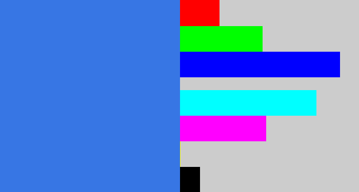 Hex color #3776e4 - lightish blue