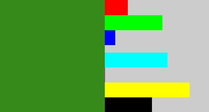 Hex color #378b1a - tree green