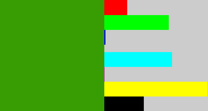 Hex color #379d02 - grassy green
