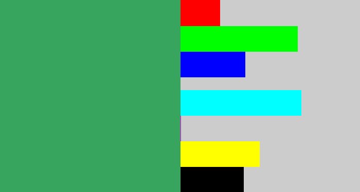 Hex color #37a55d - greenish