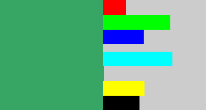 Hex color #37a563 - greenish