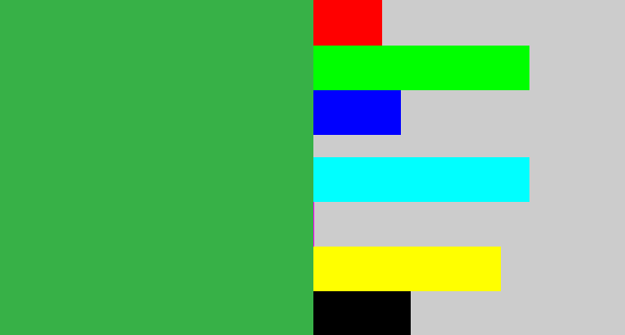 Hex color #37b147 - medium green