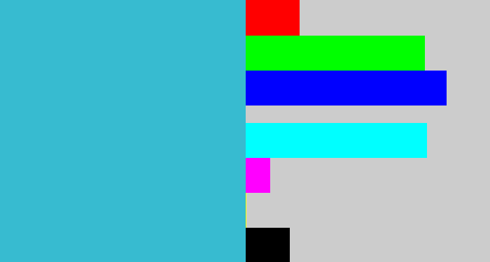 Hex color #37bbd0 - tealish
