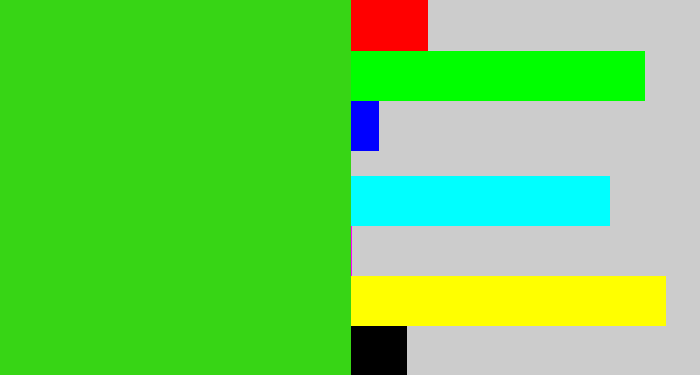Hex color #37d515 - vivid green