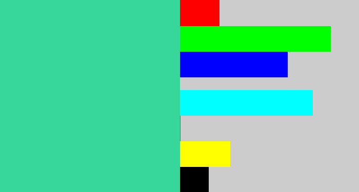 Hex color #37d69a - greenblue