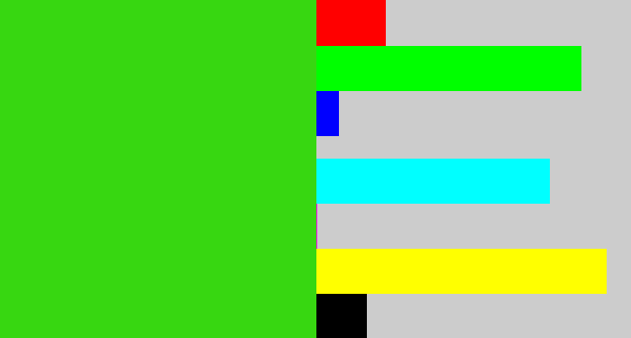 Hex color #37d711 - vivid green