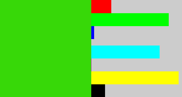 Hex color #37d808 - vivid green