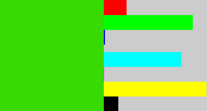 Hex color #37db03 - vivid green